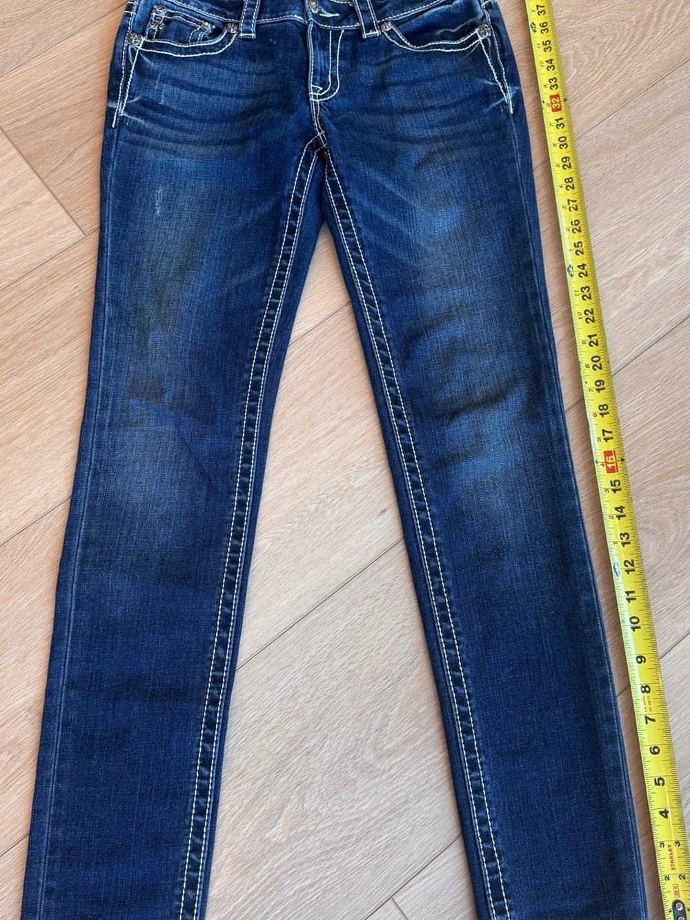 Miss Me Dark Blue Skinny Jeans with Contrast Stitching